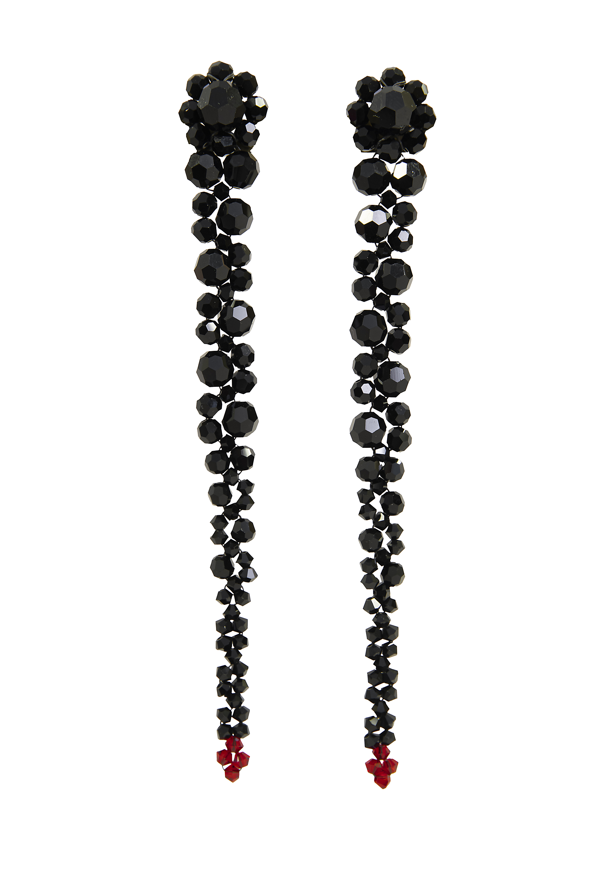 SIMONE ROCHA］ブラック&レッド Ombré Drop ピアス-ブラック